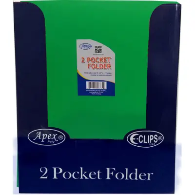 Premium Green Plastic 2 Pocket Folders - 9.5" x 11.5"(48x$0.79)