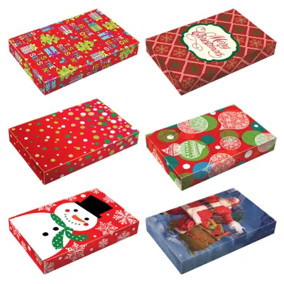 Wholesale Medium Whimsical Patterned Christmas Folding Boxes(48x$1.69)