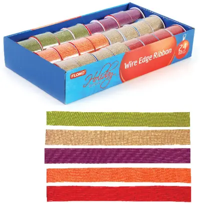 Wholesale Harvest Solid Color Burlap Wire Edge Ribbon(48x$1.49)