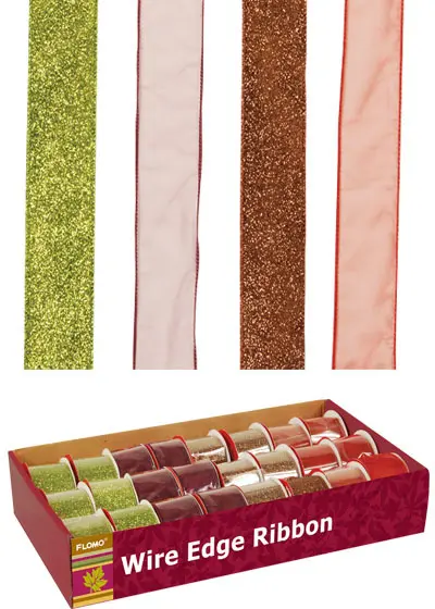 Wholesale Harvest Glitter Organza Wire Edge Ribbon(48x$1.60)
