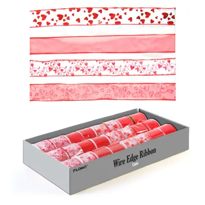 Wholesale Valentine Heart Designed Wire Edge Ribbon(48x$1.49)