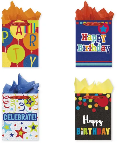 Wholesale Tri-Glitter Medium Adult Birthday Bag(48x$1.02)