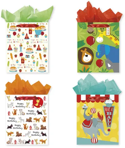 Wholesale Large Gift Bags - 4 Happy Birthday Prints(48x$1.02)