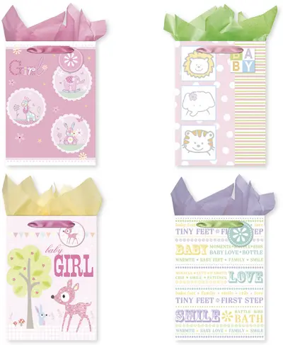 Wholesale Jumbo Gift Bags - Baby Girl Designs(48x$1.22)