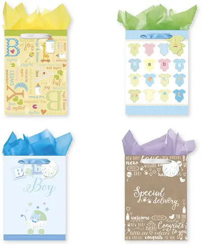 Wholesale Jumbo Baby Boy Gift Bags(48x$1.22)