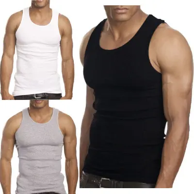 Wholesale Men's 100% Cotton Tank Top A-Shirt 3-Pack(48x$3.09)