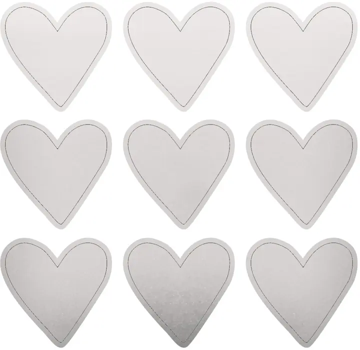 Wholesale Lucky Dip Foil Stickers 4"X4" 3 / Pkg-Silver Hearts(8x$2.47)