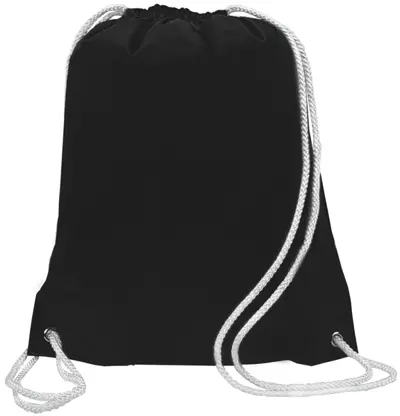 Wholesale 14" White Drawstring Backpack - Black(48x$3.92)