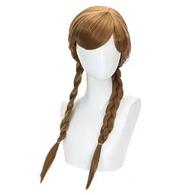 Classic School Girl Light Brown Braided Pigtail Cosplay Halloween Wig