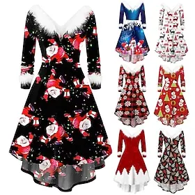 Dress Fancy Christmas Dress Santa Suit Santa Claus Christmas Dailywear for Women's Adults Christmas Carnival Masquerade Christmas Eve Party Christmas Dress