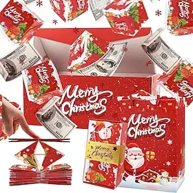 6/10/12/16/20pcs Christmas Surprise Jumping Box Set - Festive Red Paper Gift Box with Santa Claus Design Foldable Christmas Money Bounce Box DIY Unique Folding