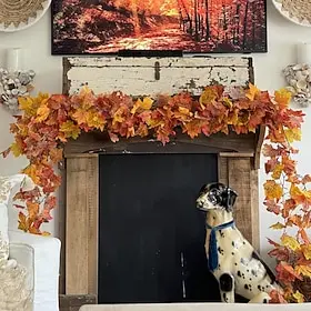 Fall Leaf Garland 5.74Ft Artificial Autumn Maple Leaf Vine, Realistic Fall Foliage Garland for Thanksgiving Halloween Home Decor, Fireplace Mantel Wedding Part