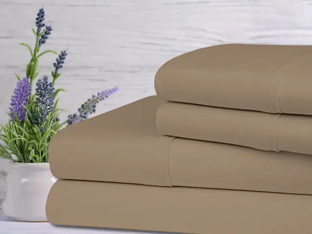Bamboo 4-Piece Lavender Scented Sheet Set (Taupe/Full)