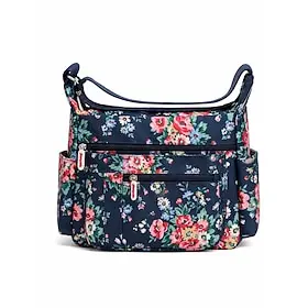 Women's Floral Print Crossbody Bag – Lightweight Water-Resistant Multi-Pocket Shoulder Bag for Daily Use