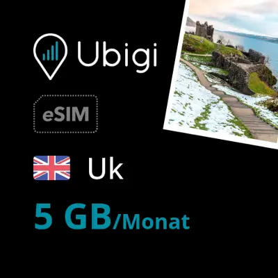 Prepaid-eSIM UK - 5GB/Monat - Ubigi